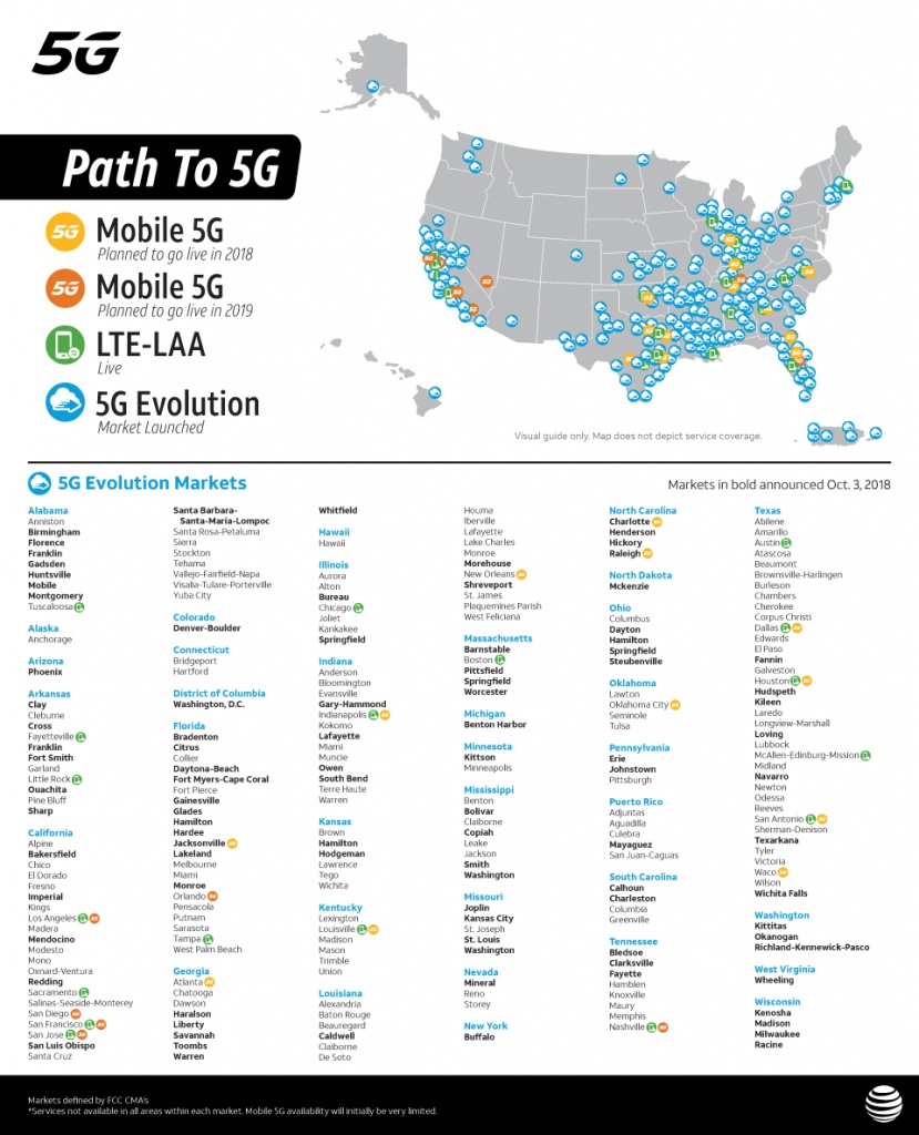 At&amp;amp;t 5G Evolution Expands To 400+ Marketsthe End Of 2018 - At&amp;amp;t Coverage Map California