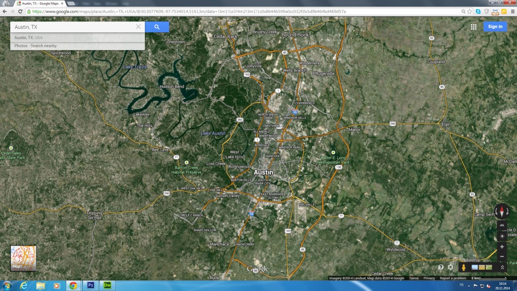 Austin, Texas Map - Google Satellite Map Of Texas
