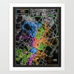Austin Texas Street Map Poster In Neon Art Printneonmaps | Society6   Street Map Of Austin Texas