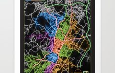 Austin Texas Street Map Poster In Neon Art Printneonmaps | Society6 - Street Map Of Austin Texas