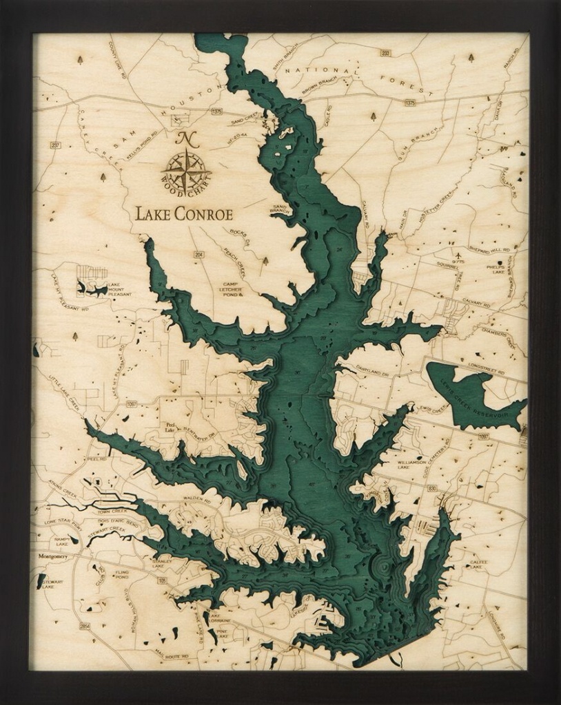 Bathymetric Map Lake Conroe, Texas In 2019 | Bathymetric Maps - Map Of Lake Conroe Texas