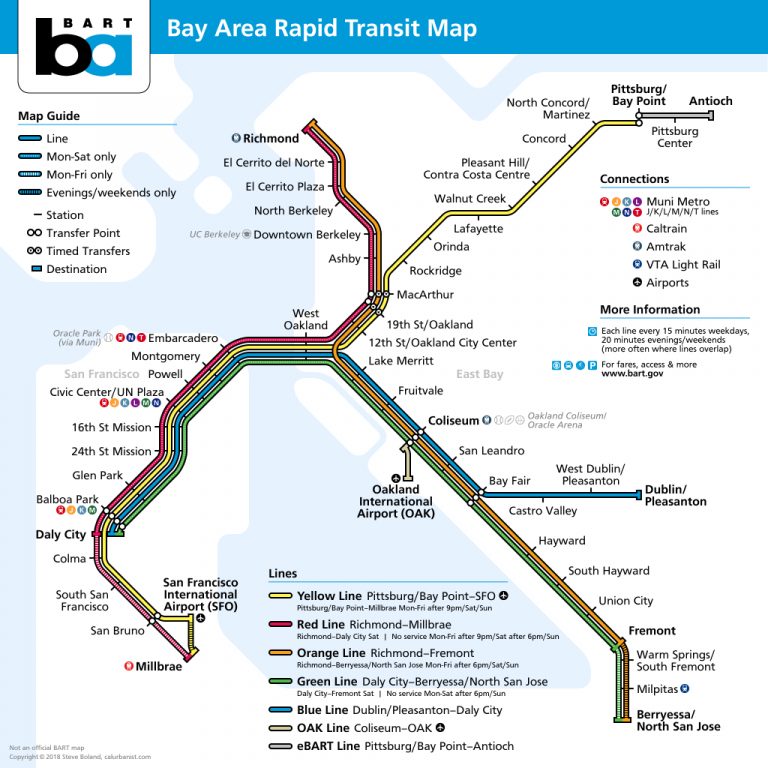 Bay Area Rapid Transit Transit Maps Posterscalurbanist Printable Bart Map 768x768 