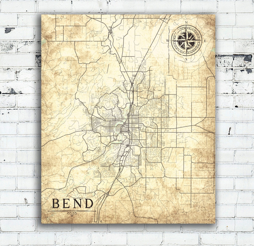 Bend Or Canvas Print Oregon Vintage Map Bend Or City Vintage Map - Printable Map Of Bend Or