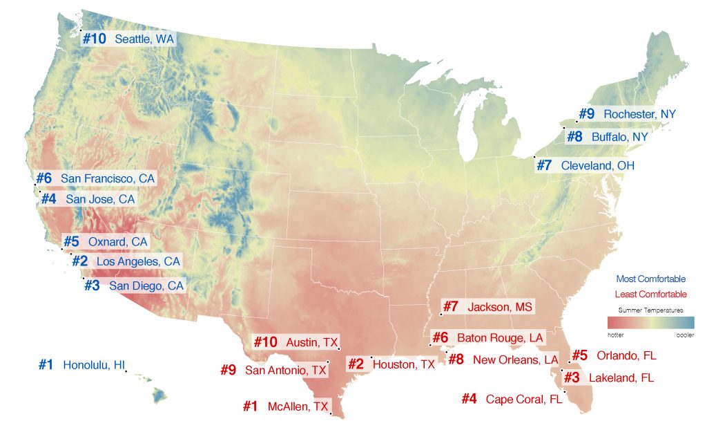 Best Places To Live – City Rankings – Most Comfortable Summer Cities ...