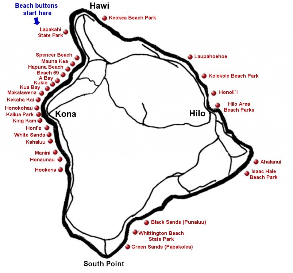 Big Island Beaches &amp;amp; The Big Island &amp;lt;Br&amp;gt; &amp;lt;Meta Name=&amp;quot;keywords - Map Of The Big Island Hawaii Printable