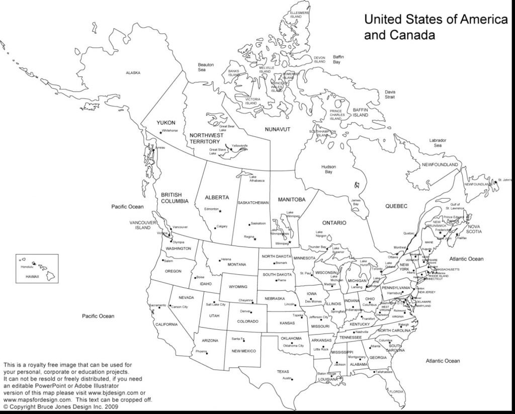 Black And White Map Of Us And Canada Us Canada Map Printable - Blank Us And Canada Map Printable