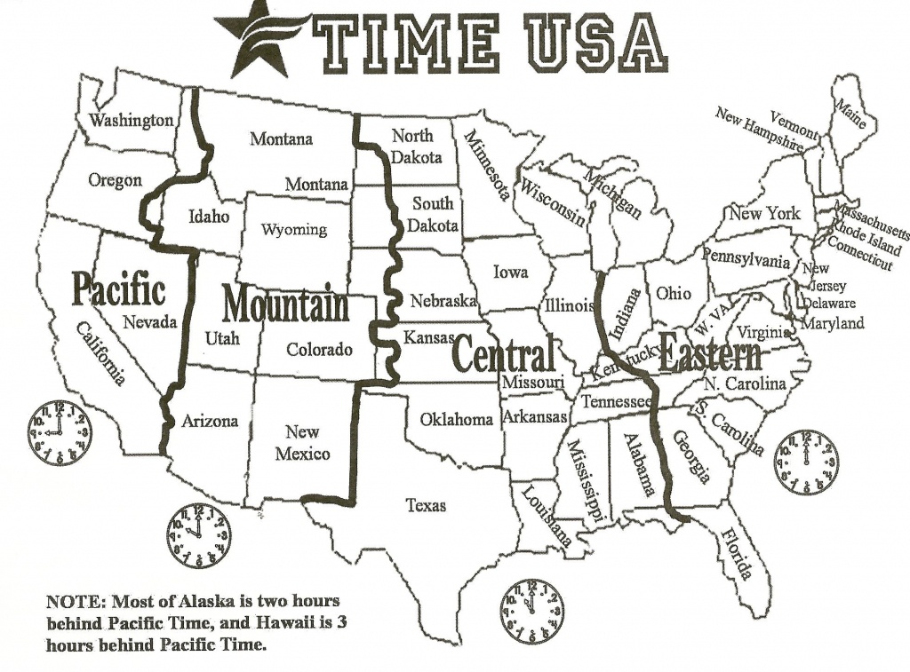Black And White Us Time Zone Map - Google Search | Social Studies - Us Timezone Map Printable