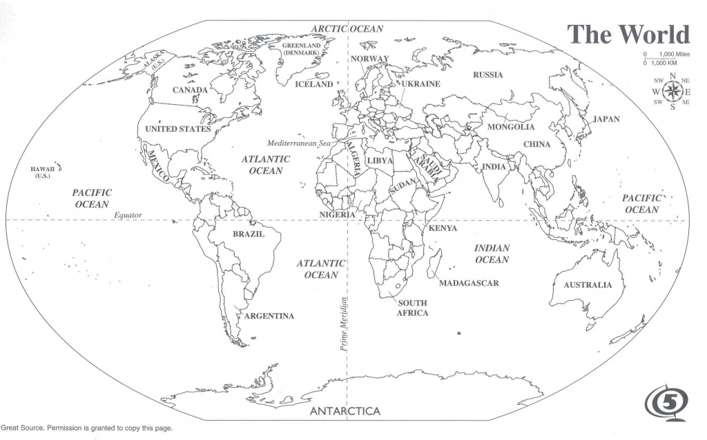 Free Printable Black And White World Map With Countries Labeled