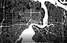 Black Map Poster Template Of Jacksonville, Florida, Usa | Hebstreits - Florida Map Poster