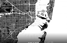 Black Map Poster Template Of Miami, Florida, Usa | Hebstreits Sketches - Florida Map Poster
