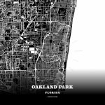 Black Map Poster Template Of Oakland Park, Florida, Usa | Maps   Oakland Park Florida Map