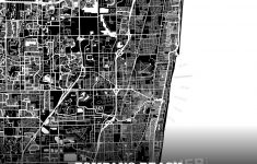 Black Map Poster Template Of Pompano Beach, Florida, Usa - Florida Map Poster
