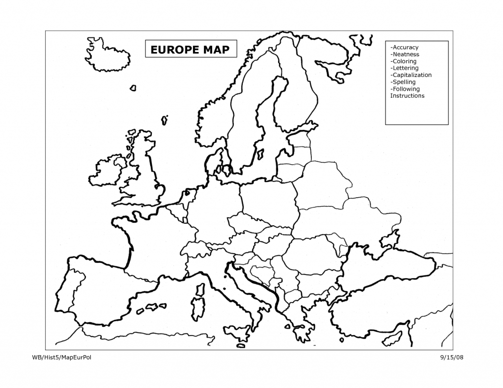 Blank Europe Coloring Map | School 2018-19 | World Map Printable - Map Of Europe For Kids Printable