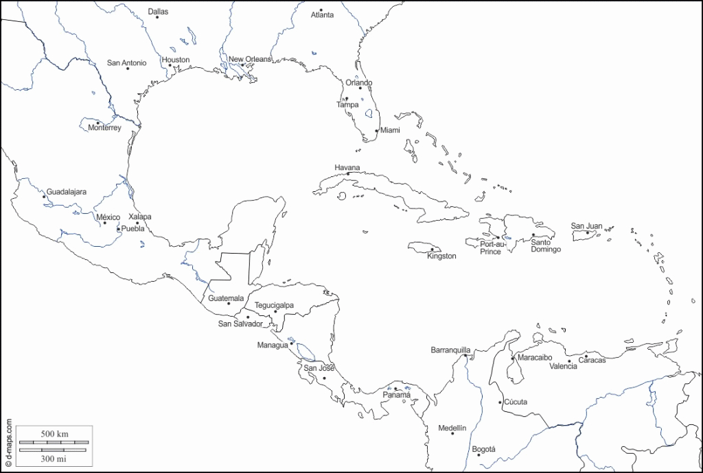 Blank Map Of Central America - World Wide Maps - Printable Blank Caribbean Map