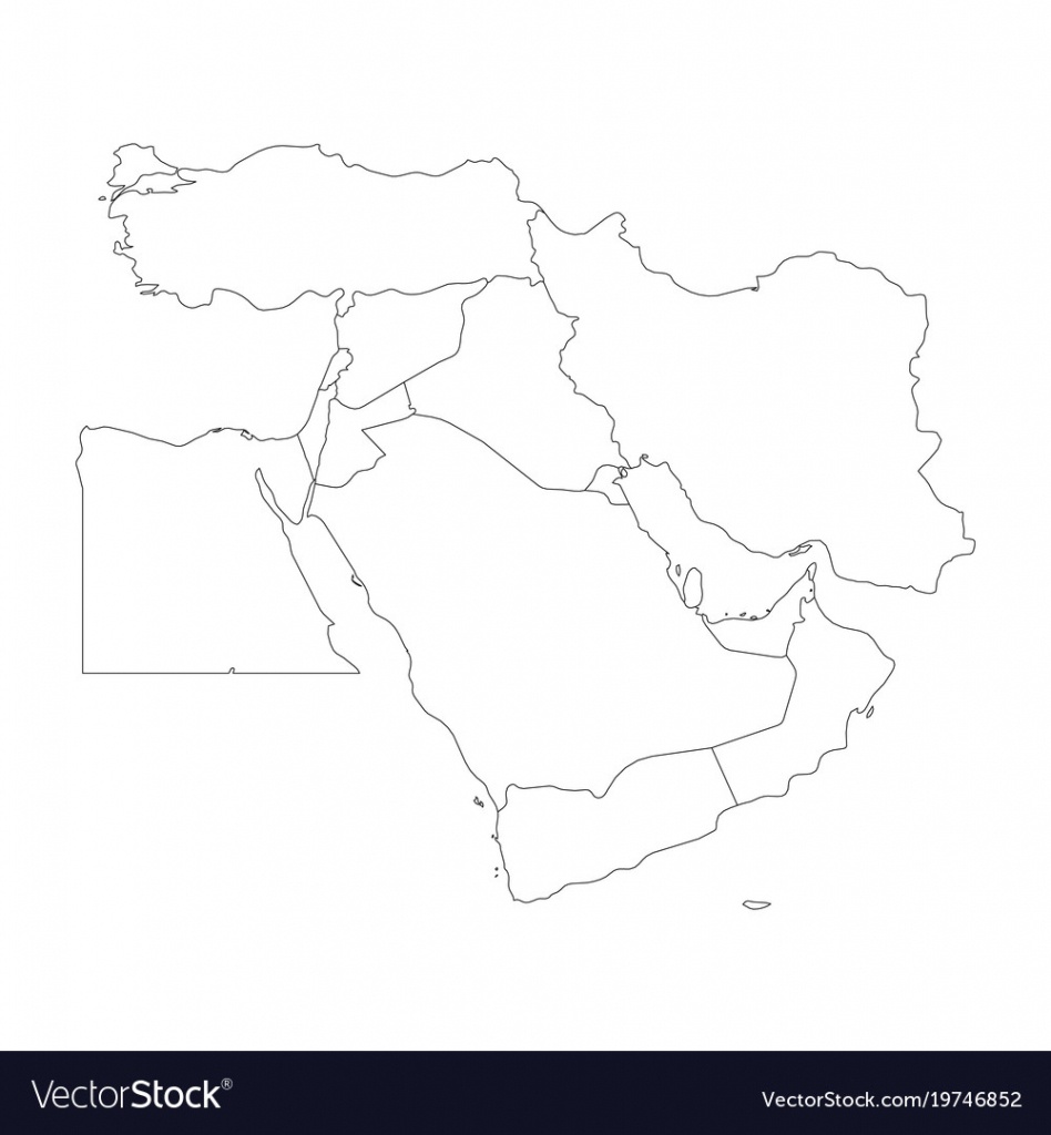 Blank Map Of Middle East Or Near East Simple Vector Image - Middle East Outline Map Printable