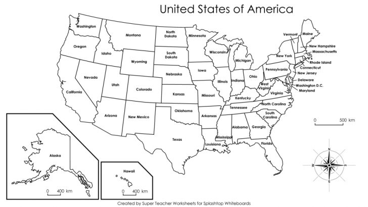 Map Of United States With State Names Printable