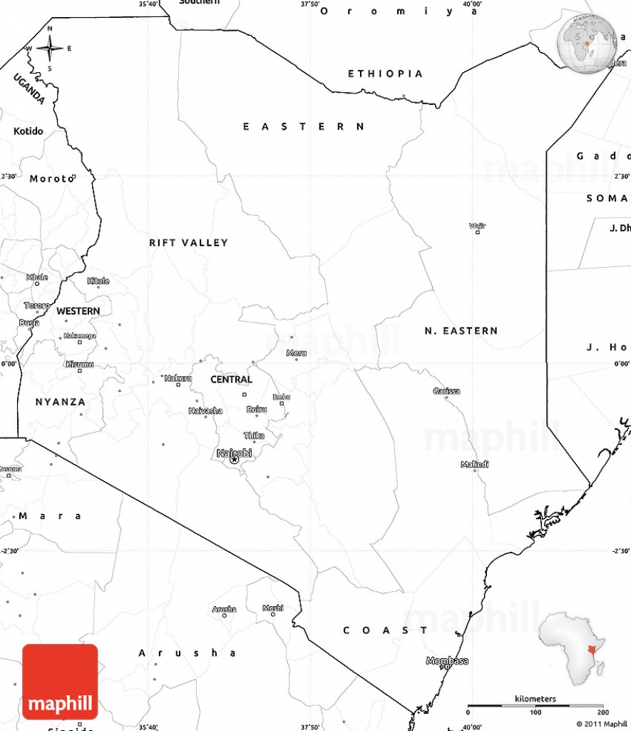Blank Simple Map Of Kenya - Printable Map Of Kenya