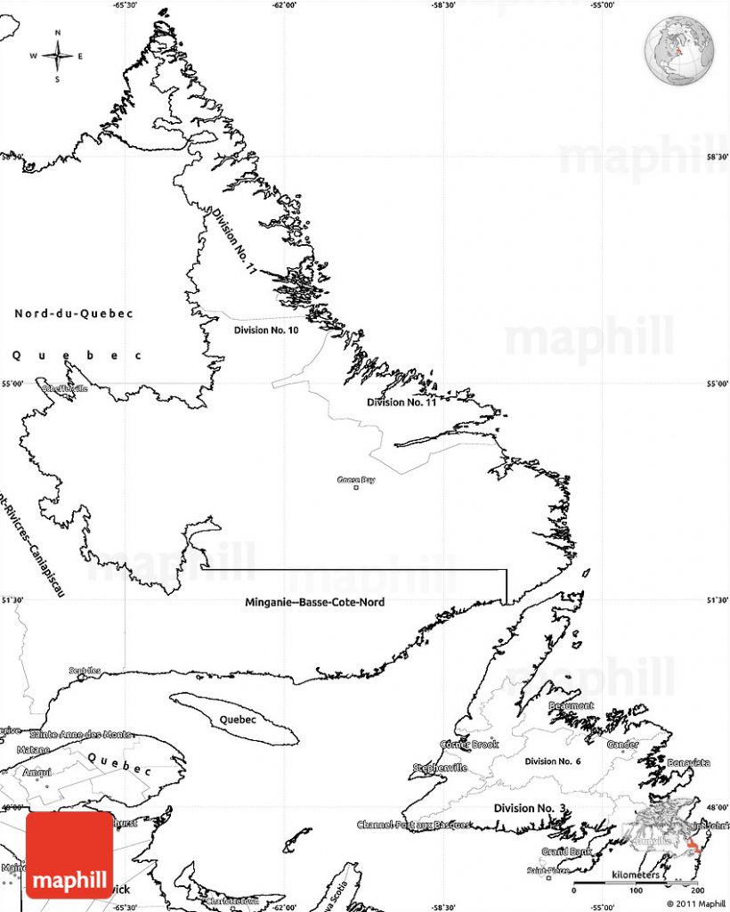 Blank Simple Map Of Newfoundland And Labrador - Printable Map Of Newfoundland | Printable Maps