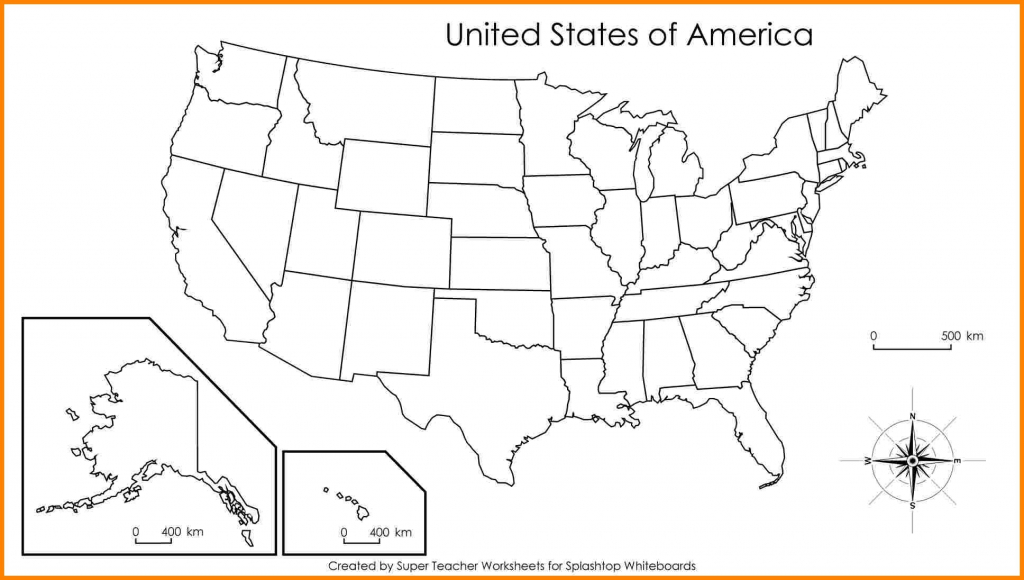 Blank Us Map With States Names Labeled Inside United Outline - Us Map Unlabeled Printable