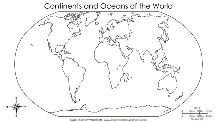 World Map Oceans And Continents Printable