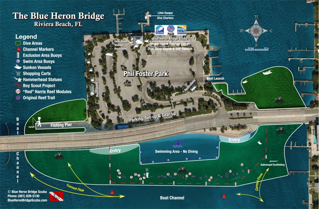 Blue Heron Bridge Scuba - The Best Shore Diving In The Americas - Florida Dive Sites Map