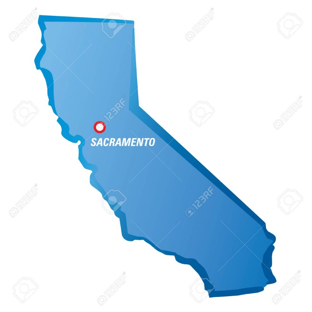 Blue Maps Of California And Sacramento. Royalty Free Cliparts - Sacramento California Map