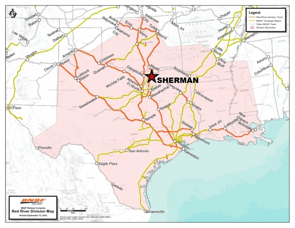 Bnsf Rail Map With Sherman - Sedco - Sherman Texas Map