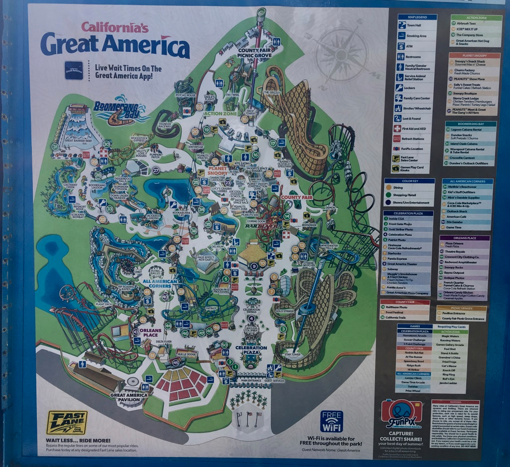Boomerang Bay Great America Map | Ikwileenprentenboek - California&amp;amp;#039;s Great America Map 2018