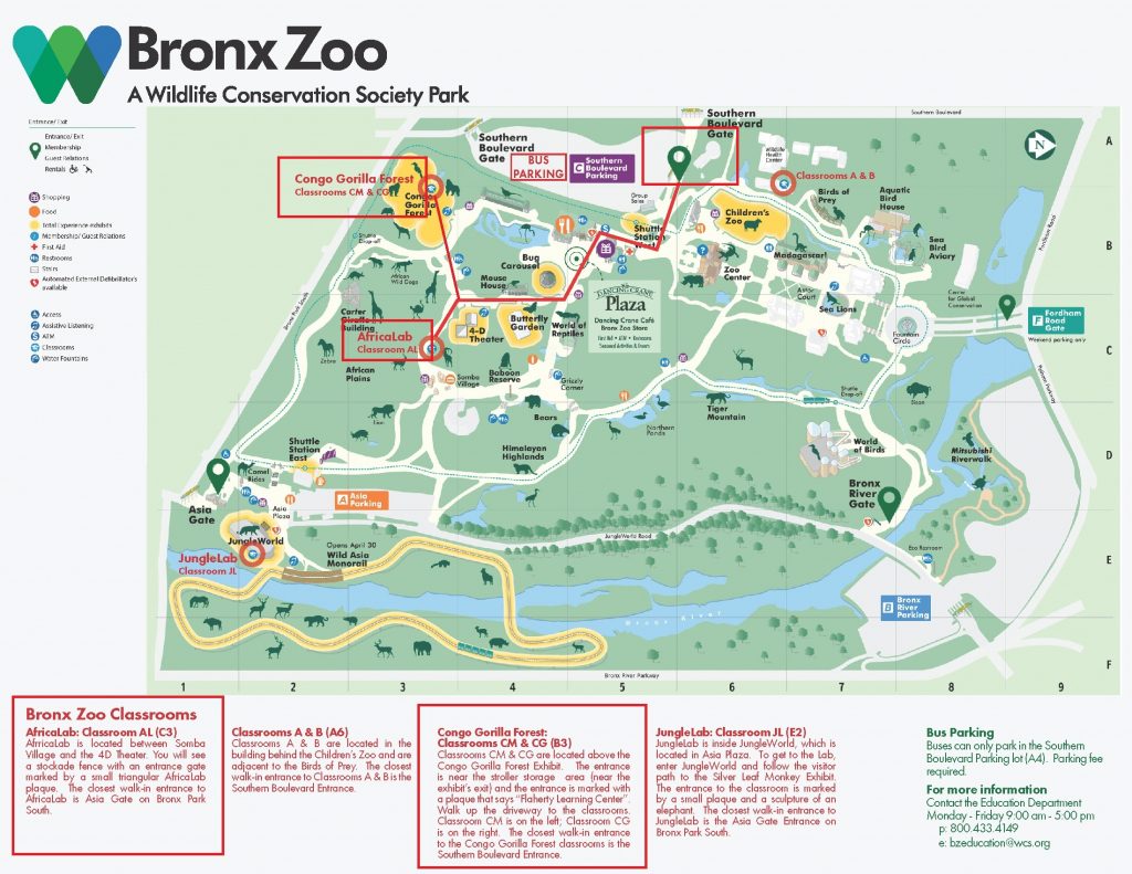 Printable Bronx Zoo Map - Printable World Holiday