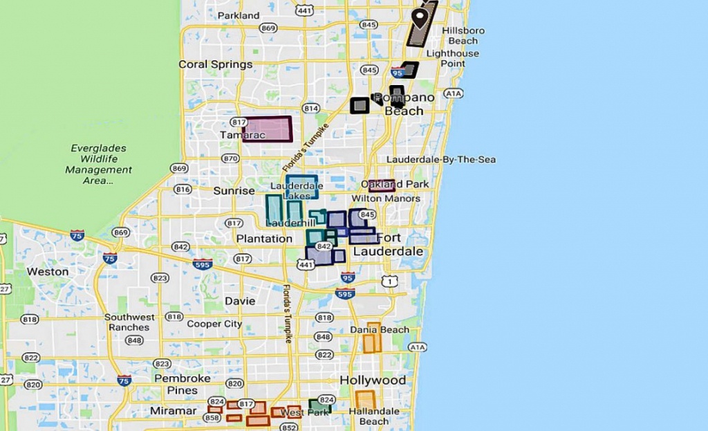 Broward County Gangs Map Of Fort Lauderdale, Pomapno, Miramar, More - Dania Beach Florida Map