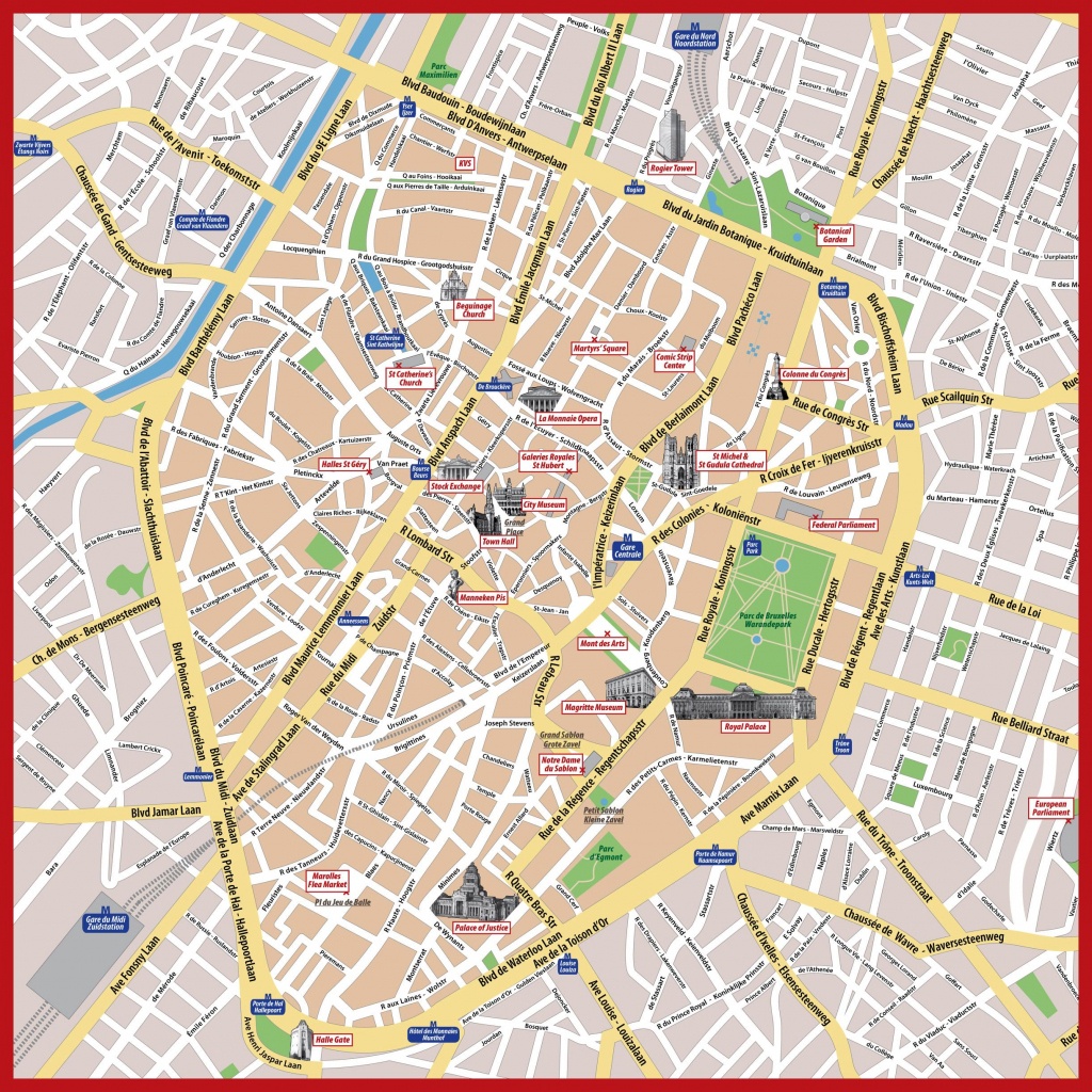 Brussels Map Print - Tourist Map Of Brussels Printable (Belgium) - Printable Map Of Brussels