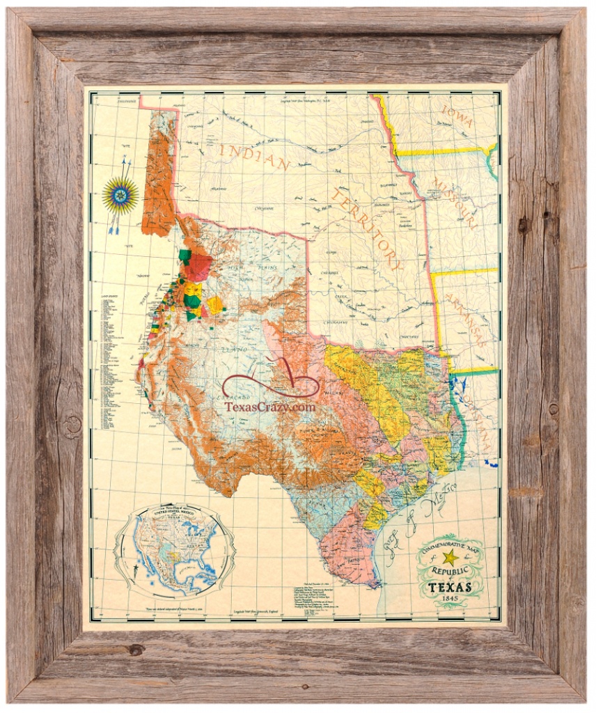 Buy Republic Of Texas Map 1845 Framed - Historical Maps And Flags - Texas Historical Maps For Sale