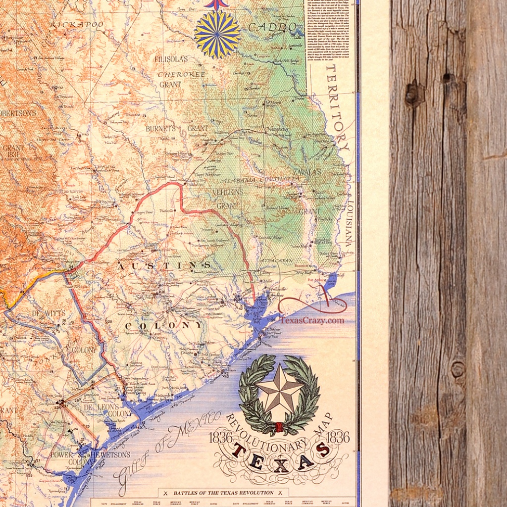 Buy Texas Revolution Map 1836 Large Framed - Republic Of Texas - Texas Map 1836