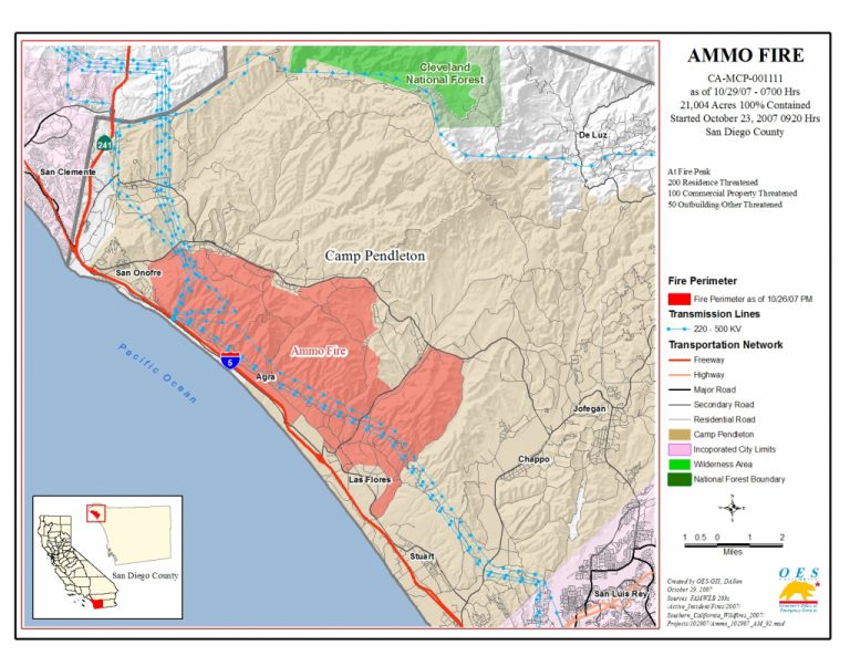 Ca Oes, Fire - Socal 2007 - Map Of Southern California Fires Today ...