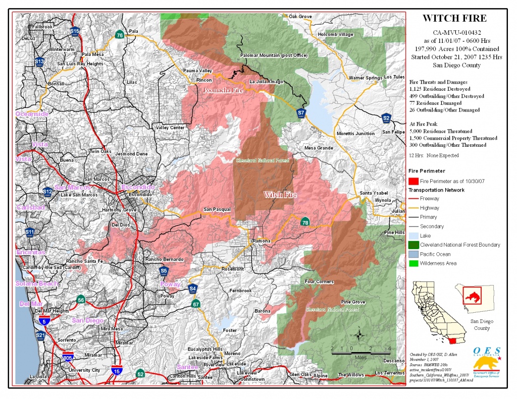 Ca Oes, Fire - Socal 2007 - San Diego California Fire Map