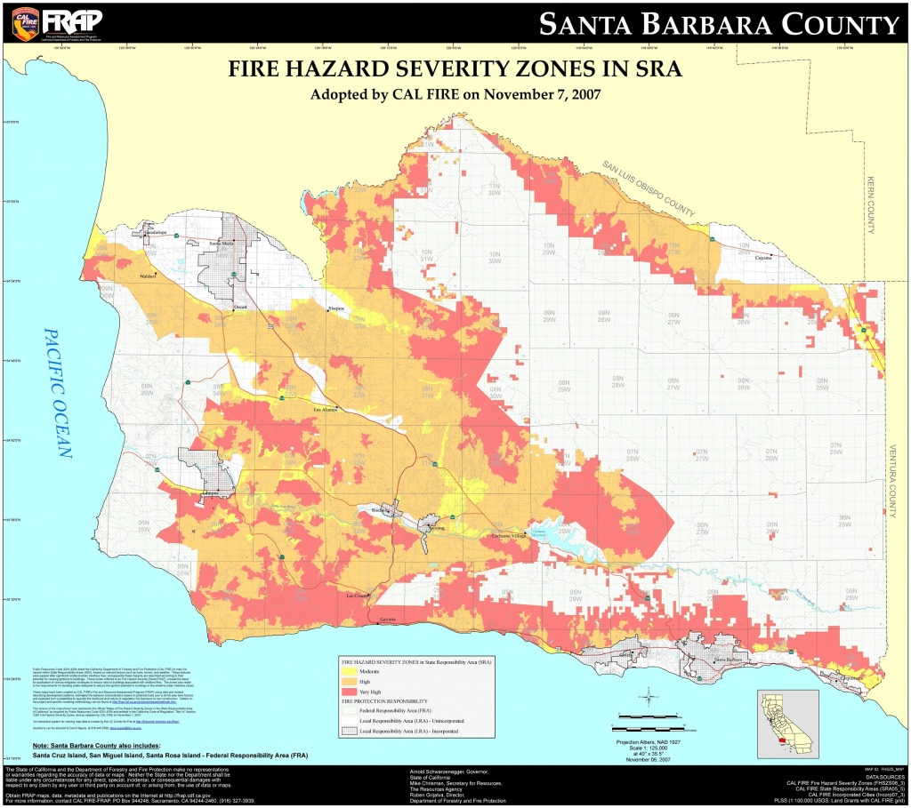 Cal Fire – Santa Barbara County Fhsz Map Within Map Of California - Map Of California Showing Santa Barbara