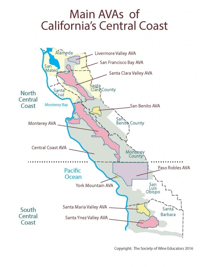 California Central Coast Swe Map Central California Wineries Map - Central California Wine Country Map