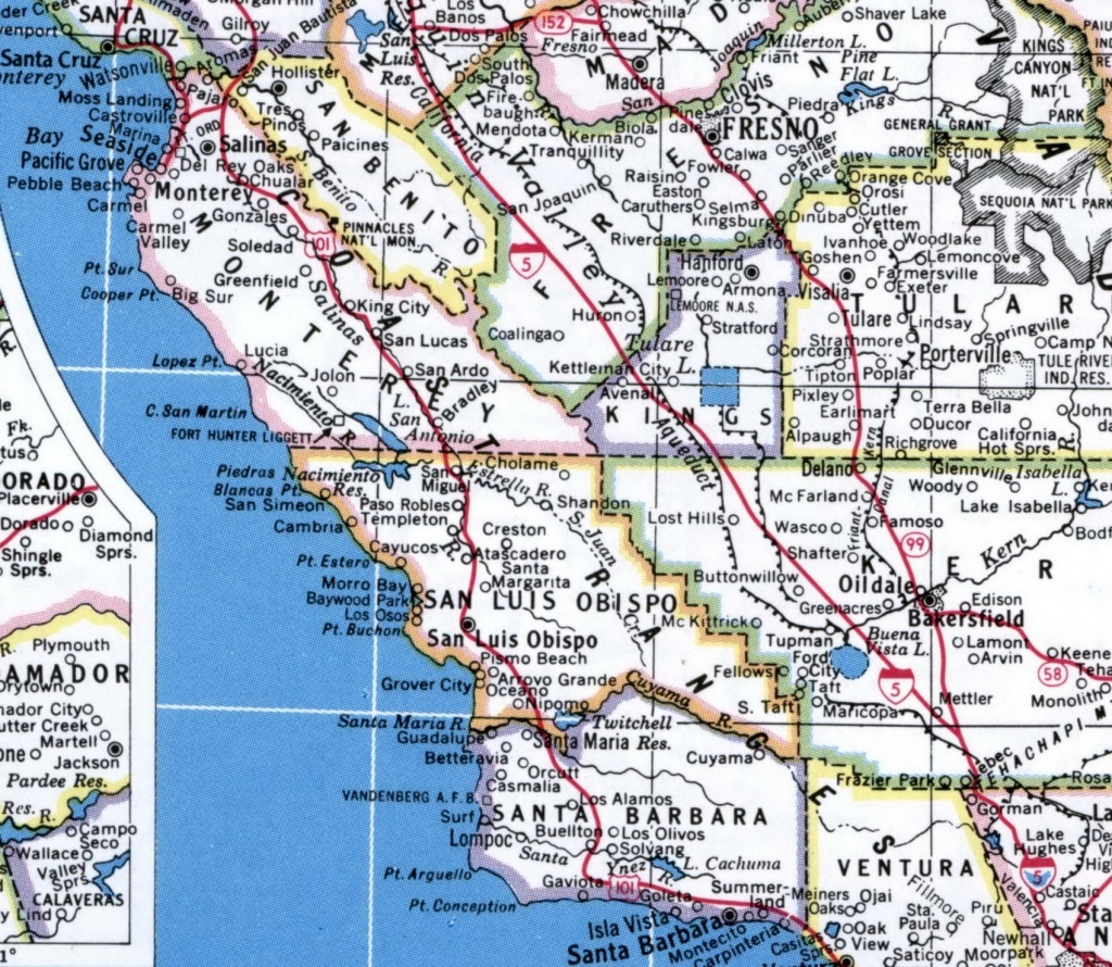 California Coast Cities Map Map California Central Coast Map Within - Central California Beaches Map