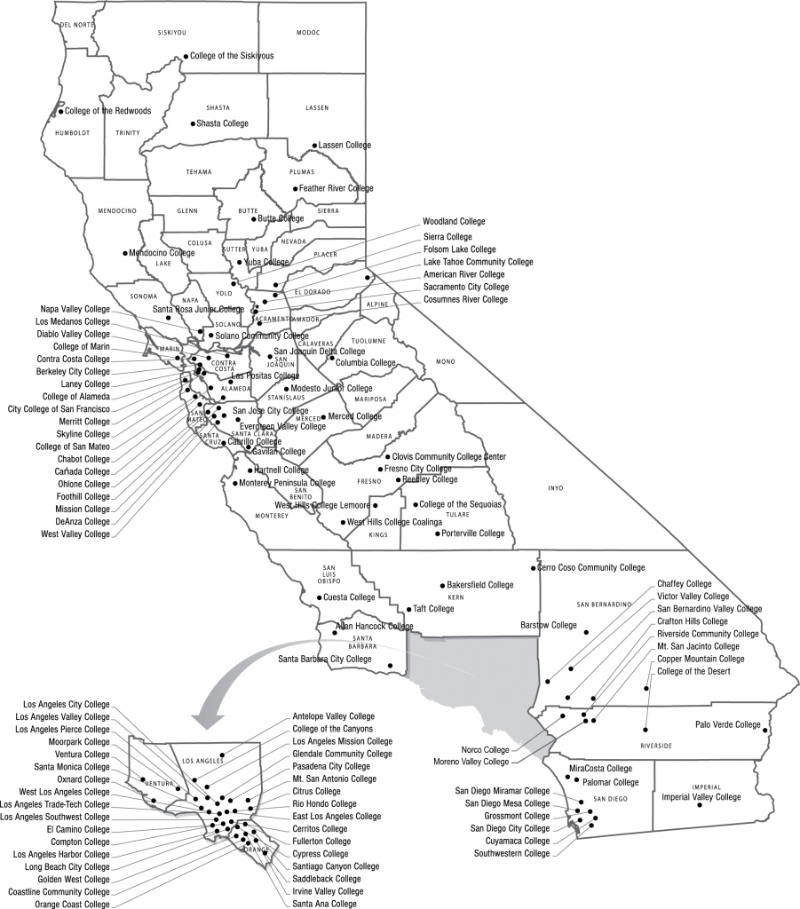 California College Map And Travel Information | Download Free - California Community Colleges Map