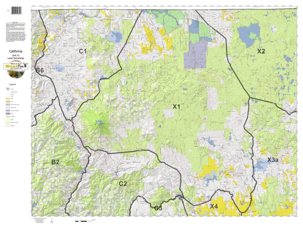 California Deer Hunting Zone X1 Map Huntdata Llc Avenza Maps Deer