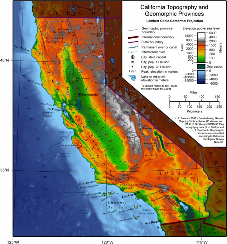 California Elevation Map | Compressportnederland - Baja California ...