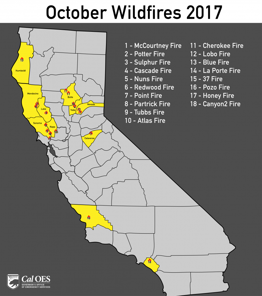 California Wildfires 2017 Map Printable Maps