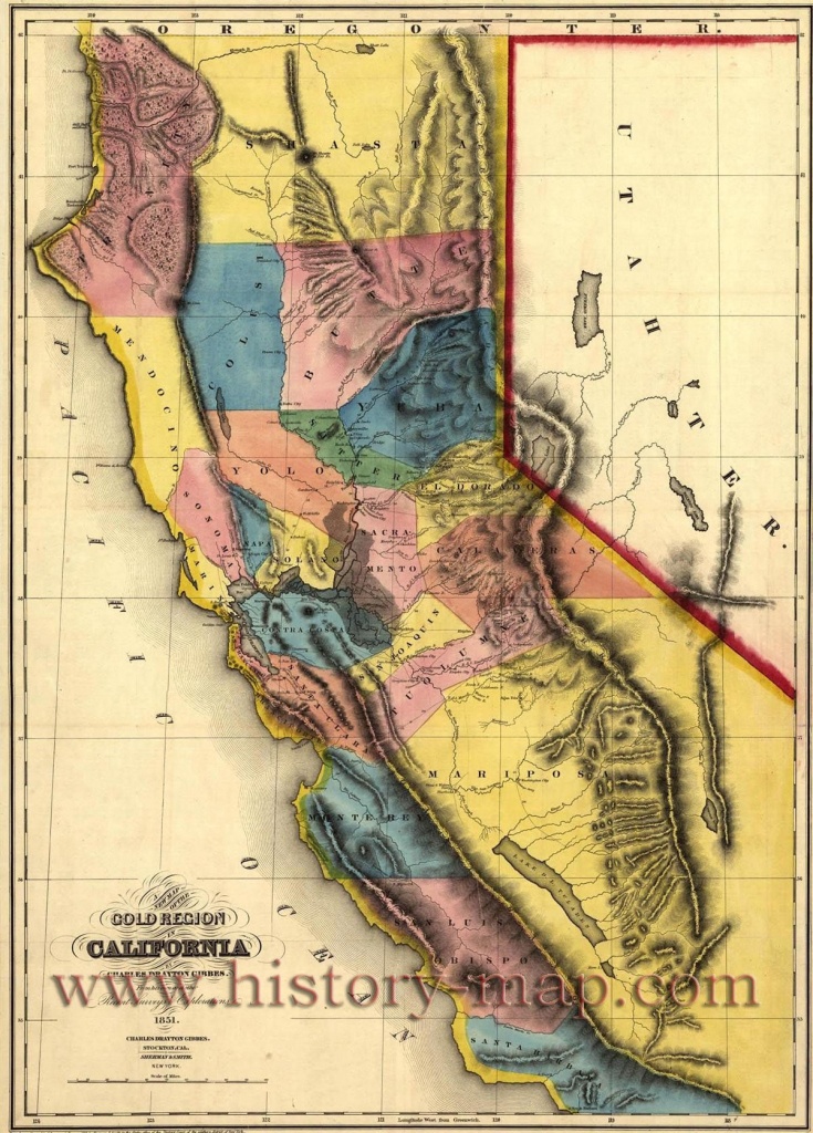 California Gold Map ~ &amp;quot;gold Mines And Mining. Gibbes&amp;#039; New Map Of - California Gold Claims Map