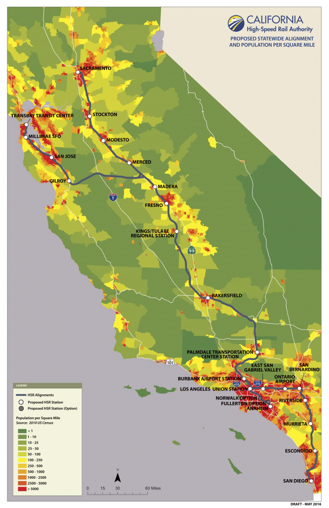 California High Speed Rail Map With Population Per Square Mile - California High Speed Rail Map