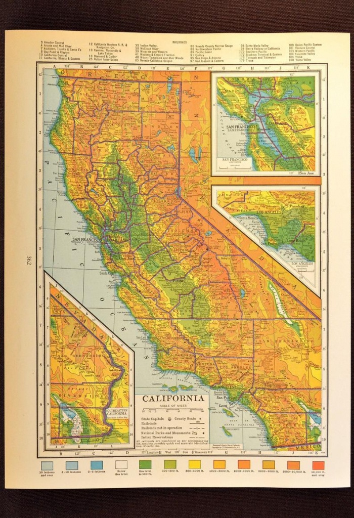 California Map Of California Topographic Map Wall Art Decor | Etsy - California Map Wall Art