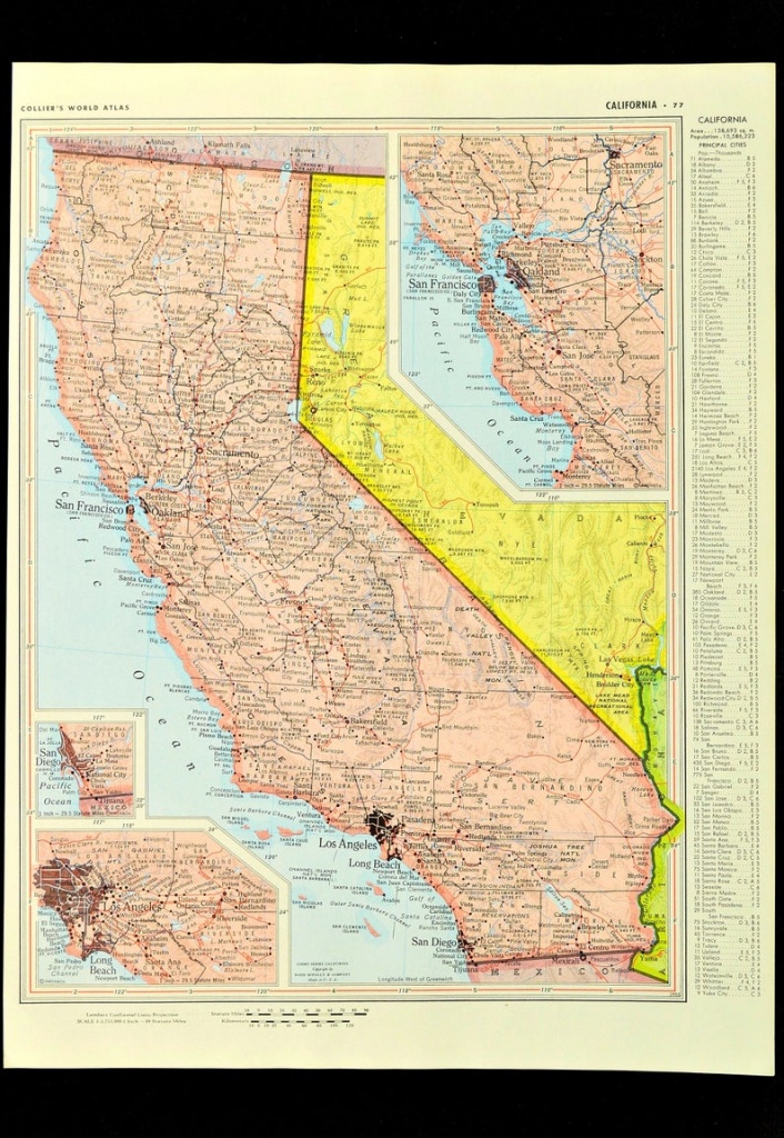 California Map Of California Wall Art Decor Vintage Old Pink | Etsy - California Map Wall Art