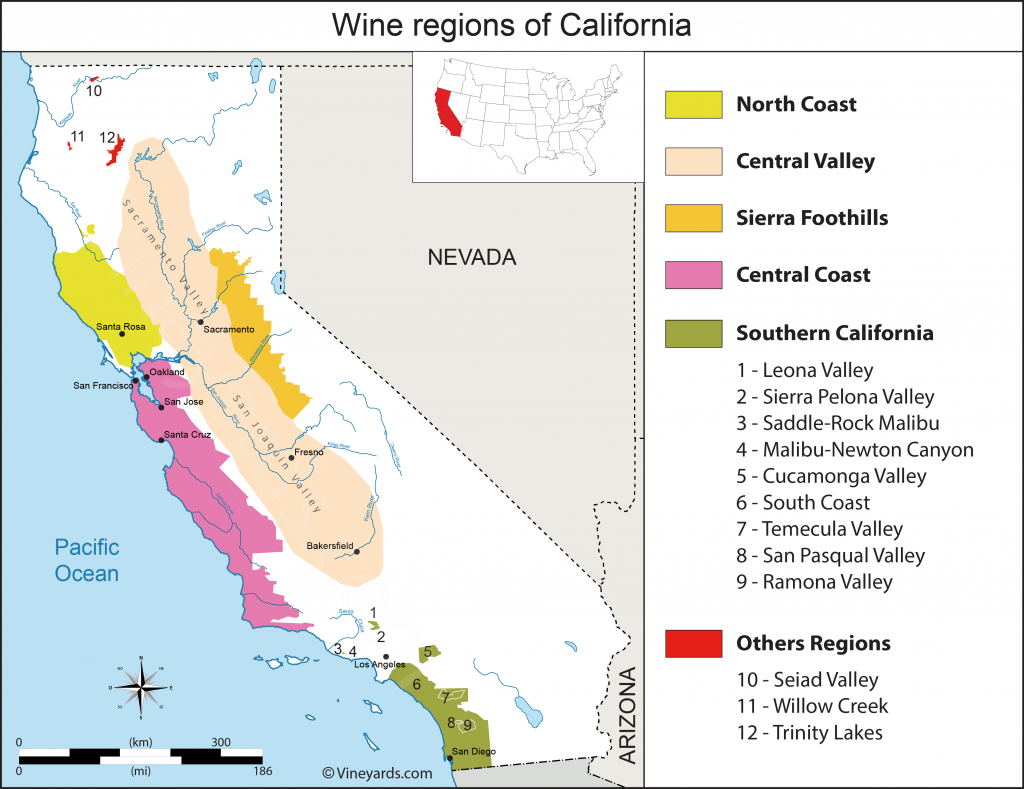 California Map Of Vineyards Wine Regions - Central California Wine Country Map