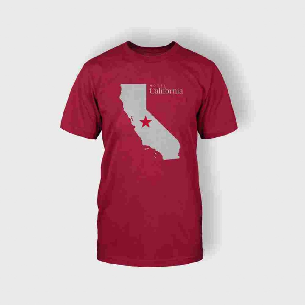 California Map T-Shirt (Red) - Mairie De Combleux - California Map T Shirt