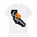 California Map With California Poppy Flower T Shirt Summer Short   California Map T Shirt