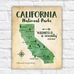 California National Parks Map Adventure Travel Mountains | Etsy   Map Of California Parks